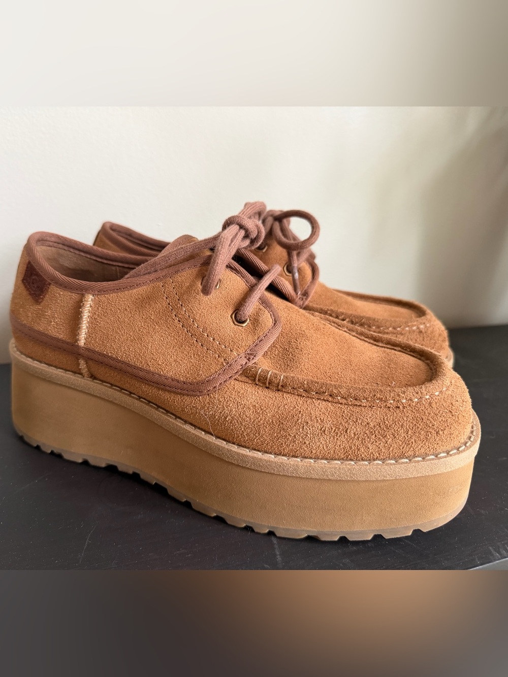 UGG Cityfunc Tan Suede Platform Loafers, Size 7